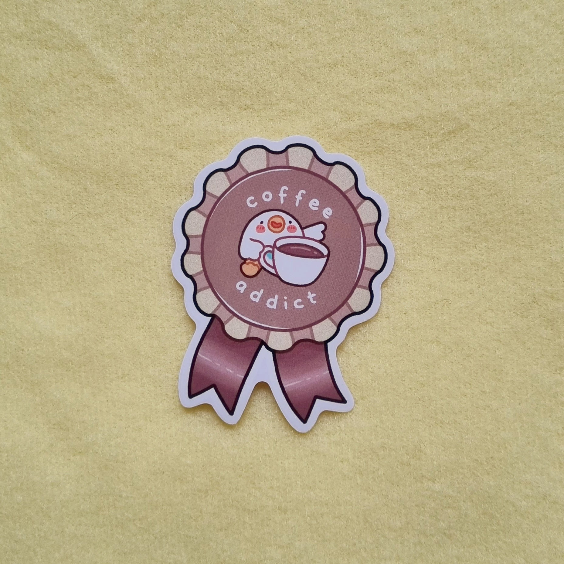 Coffee Addict vinyl sticker (5cm wide, 6cm tall)