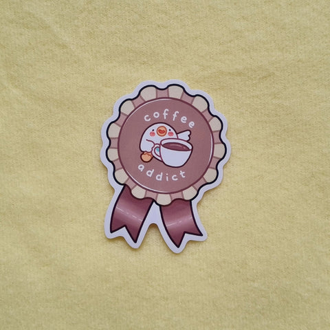 Coffee Addict vinyl sticker (5cm wide, 6cm tall)