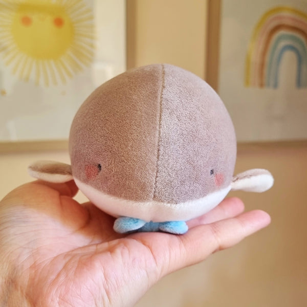 Mr Whale handmade plush (mocha)(approx. 12cm long x 7.5cm wide)