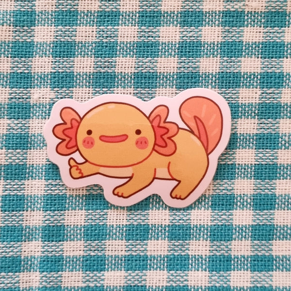 Axolotyl glossy vinyl sticker (3cm tall, 5cm wide)