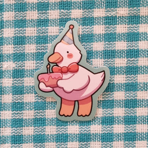 Party duck glossy vinyl sticker (5cm tall, 4cm wide)