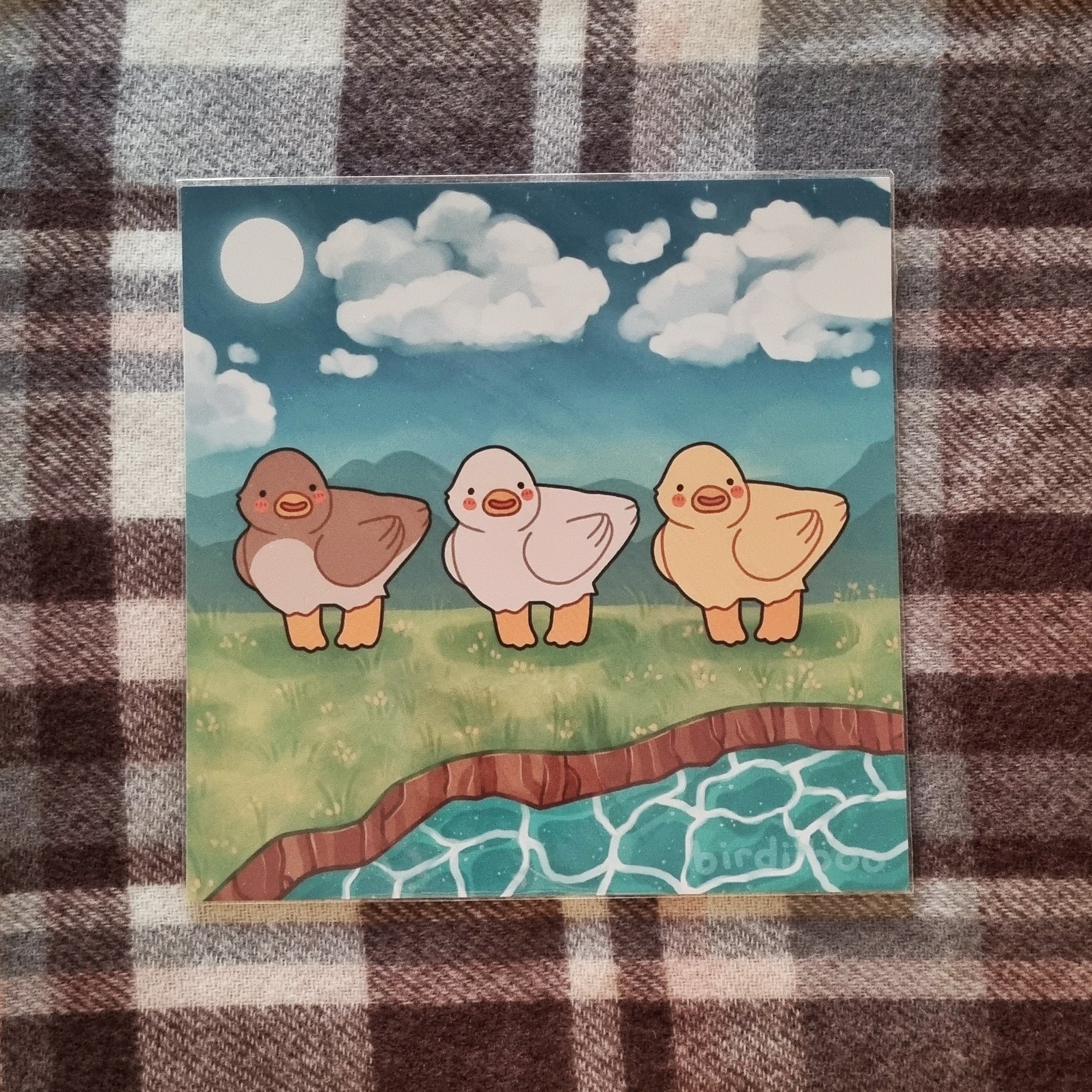 Spring duckies art print (15x15cm)